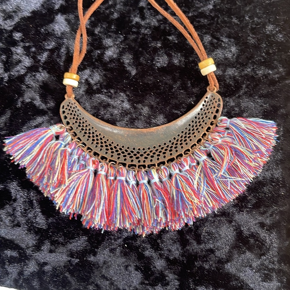 Tassel Necklace Beautiful tribal bohemian leather
